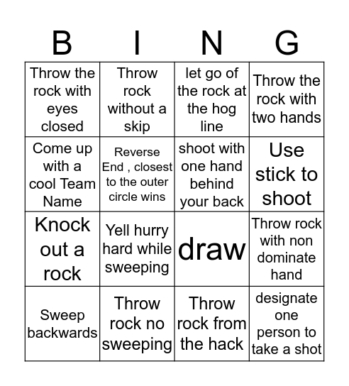 Innovation Curling Bingo Card