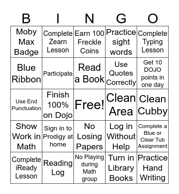 Nathaniel's Challenge Bingo Board Bingo Card