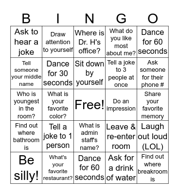 Party BINGO Card