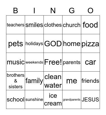 THANKSGIVING Bingo Card