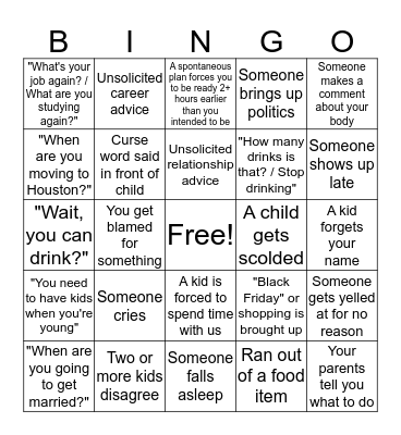 Thanksgiving BINGO Card