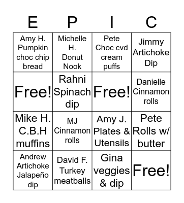 Inpatient Applications Bingo Card