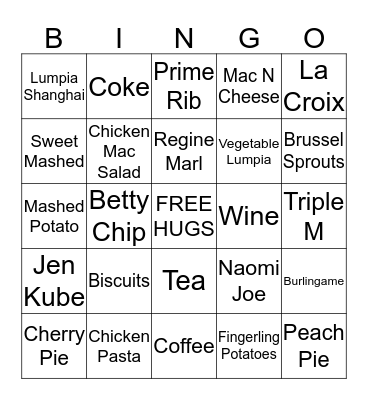 Chulie Thanksgiving 2018 Bingo Card