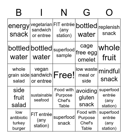 Food with Purpose Bingo Card