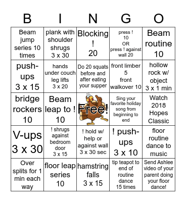 Thanksgiving Bingo!! Bingo Card