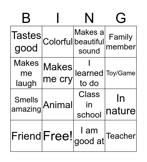 Thankful Bingo Card