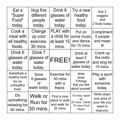 12 Days of Christmas Wellness Bingo Card