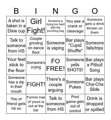 Thanksgiving Eve Bingo Card