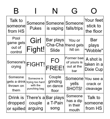 Thanksgiving Eve Bingo Card