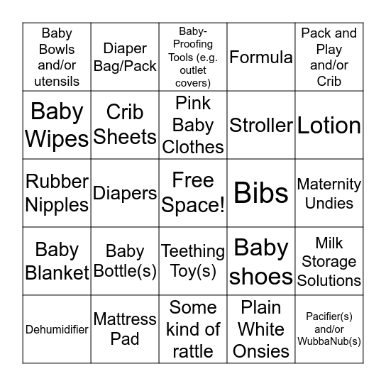 Baby Newhouse Bingo Card
