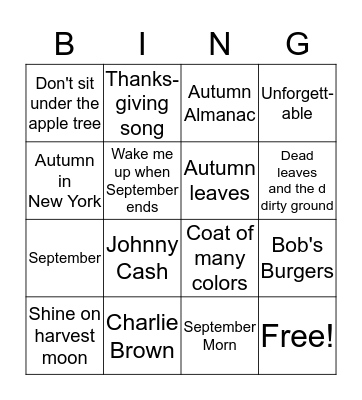 Happy Thanksiving Bingo Card