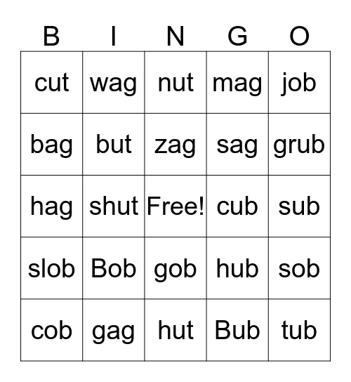 word family bingo Card