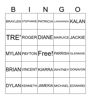 FAMILY BINGO Card