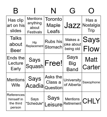 Tom Bingo Card
