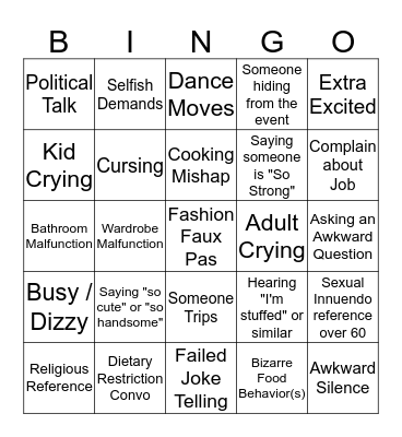 Turkey Jerk 2018 Bingo Card