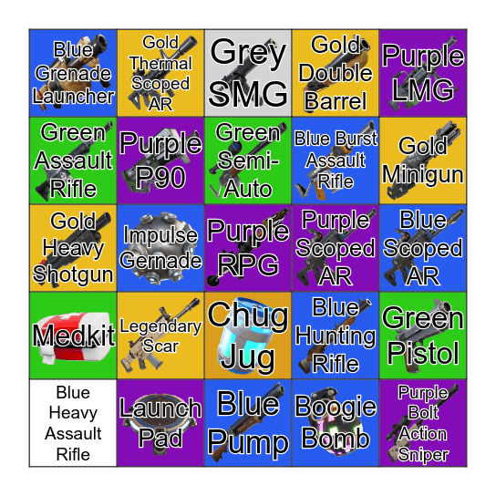 Fortnite Bingo Card