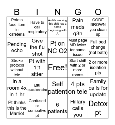 NURSE BINGO Card