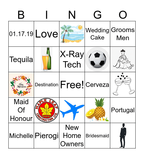 Michelle and Anthony's Wedding Bingo !! Bingo Card