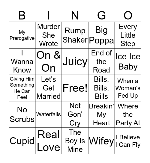 90s MUSIC  Bingo Card