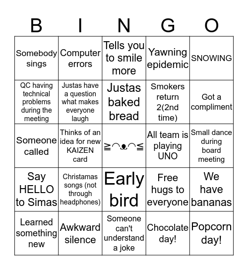 SAY BINGO (✿◠‿◠)  Bingo Card