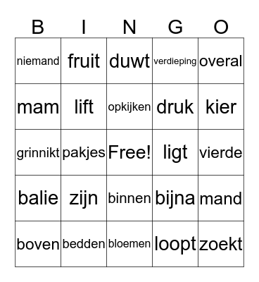 Woorden Bingo Card