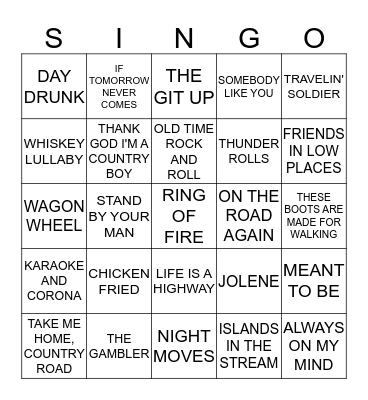 A LITTLE BIT COUNTRY Bingo Card