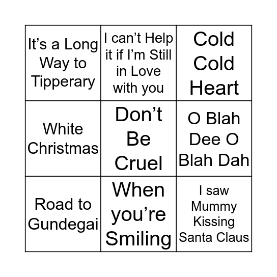 Music bingo Card