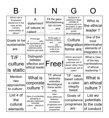 Chapter 4  Bingo Card