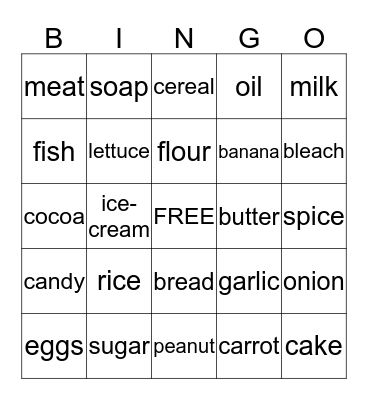 AT THE SUPERMARKET Bingo Card
