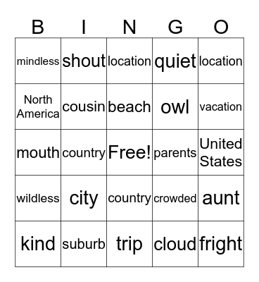 Unit 2 Bingo Card