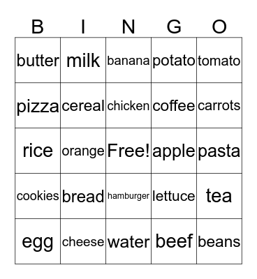 FOOD  Bingo Card