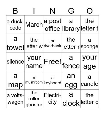 Riddle Bingo Card
