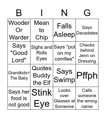 Mom Thanksgiving Bingo Card