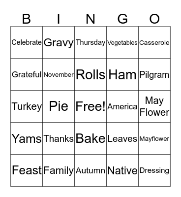 Thanksgiving Bingo Card