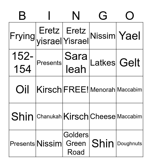 Mazal Tov! Bingo Card