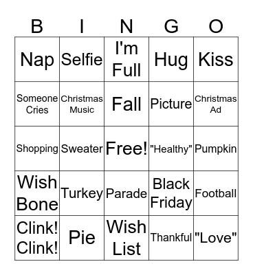 Thanksgiving Bingo Card