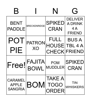 TURKEY BILLY BINGO Card