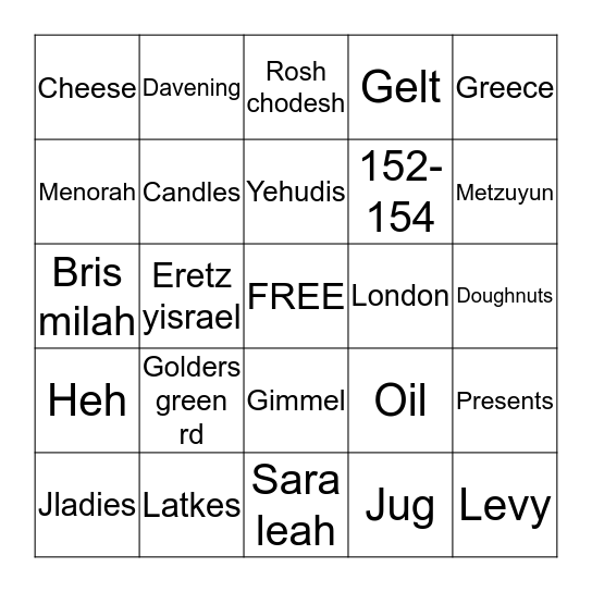 Mazal Tov! Bingo Card