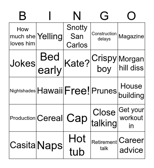 Dingo Bingo Card
