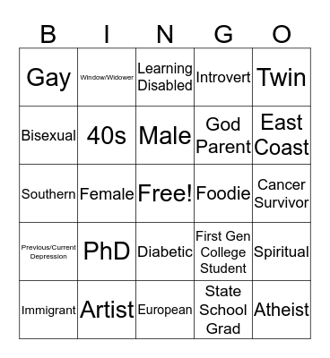 NW Branch Inclusion BINGO Card