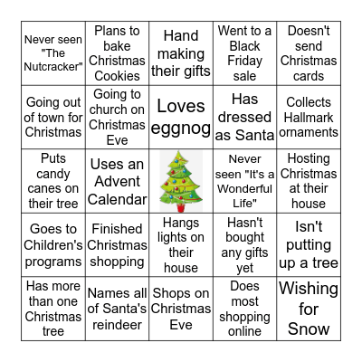 Mix and Mingle Christmas Bingo!  Bingo Card