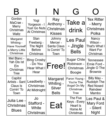 Christmas Kisses Bingo Card