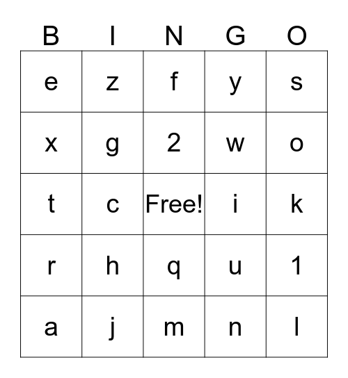 Thanksgiving SING-O! Bingo Card