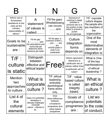 Chapter 4  Bingo Card