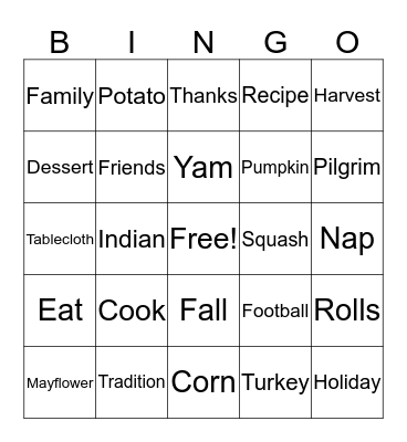 Thanksgiving Bingo Card