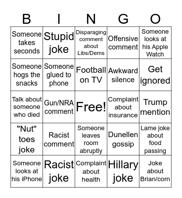 Turkey Day Bingo Card