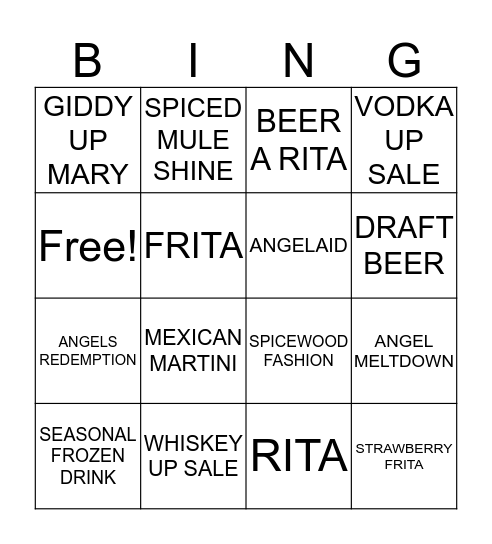 Angels Bingo Card