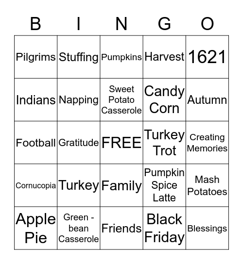 Thanksgiving Bingo Card