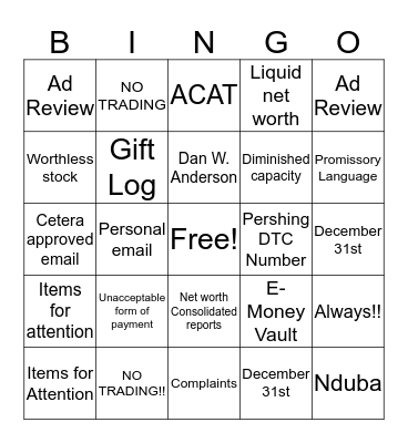 ANU BINGO Card