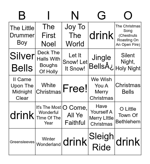 20 Great Christmas Favorites Bingo Card